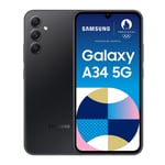 Pack Smartphone Samsung Galaxy A34 5G 128Go Noir avec Coque et Verre Trempé