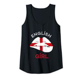 Womens English Girl Lips England Flag St George's Cross England Tank Top