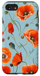 Coque pour iPhone SE (2020) / 7 / 8 Motif coquelicot orange sur fond bleu clair