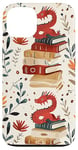 Coque pour iPhone 13 Motif de ver de bibliothèque Cute Dragon Books Cottagecore