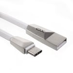 Platt 1m USB-C laddningskabel, Vit