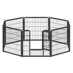 Feandrea Parc pour Chien, Enclos pour Chiot, Clôture, Chenil, Cage, 8 Panneaux, Double Verrou en L, Chaque Panneau 60 x 60 cm, Intérieur, Extérieur, Jardin, Grands et Petits Chiens, Noir PPK006B01