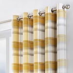 Fusion Balmoral Check Fully Lined Eyelet Curtains - Ochre Yellow Width 168Cm X Drop 183Cm