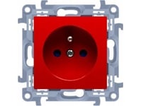 Simon 10 Enkelt Jordat Uttag Med Dold Strömgenomgångsskydd Röd 16A, Snabbkoppling, Cgz1cz.01/22