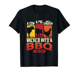 Barbecue Lover Cow Pig Chicken Walked Into BBQ Vintage Funny T-Shirt