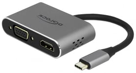 Delock USB-C hub HDMI/VGA - 4K - Sort