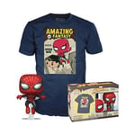 Funko POP! & Tee: Spider-Man - Comic Cover - Metallic - Large - - T-Shirt - Clothes With Collectable Vinyl Figure - Gift Idea - Toys and Short Sleeve Top for Adults Unisex Men and Women