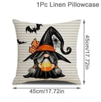 45 cm Pellava Halloween-tyynynpäällinen Pumpkin Bat Wizard Ghost Halloween-sisustus kodin koristeelliselle sohvalle autotuolin koristeluun tyynyliina