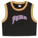 PUMA Crop Top Team - Sort/gul/lilla Dame, størrelse Medium