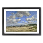 Big Box Art Beach at Trouville Vol.4 by Eugene Boudin Framed Wall Art Picture Print Ready to Hang, Black A2 (62 x 45 cm)