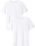 LAPASA Lot de 2 T-Shirts Homme en Micromodal Uni Manches Courtes Maillots de Corps Doux et Confortable M07 Col Rond Blanc L