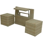 Ensemble de balcon table et pouf ou banc Naturel Java Jardideco