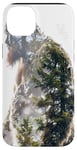 Coque pour iPhone 14 Plus Bigfoot Figurine Sasquatch Yeti Nature Double exposition Art