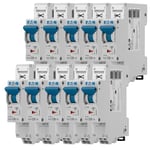 EATON 109131 PLGC4-C20/1N - DISJONCTEUR MODULAIRE PH/N - Blanc - MANETTE BLEUE - 1P+N / 20 A - COURBE C - Raccordement direct sans vis - 10 disjoncteurs