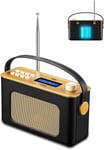 Retro DAB/DAB+ FM Wireless Portable Radio with USB Rechargeable Battery and Blue