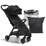 Baby Jogger® City Tour™ 2 Eco Stroller Travel System | Ultra-Lightweight, Foldable & Compact Pushchair Buggy, Carry Bag, Weather Shield & Belly Bar | With Sustainable Fabrics | Black