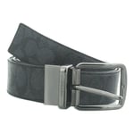 Coach Mens Wide Harness Signature Reversible Charcoal/Black Belt Leather - One Size