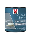 V33 Peinture multi-supports monocouche Cuisine & Bain Resist'Extrême® Satin, Bleu Guérande, 0,5L