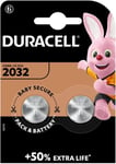 Piles bouton Duracell CR 2032 3V blister de 2  