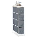 Meuble rangement 4 tiroirs tissu commode étagère tiroir tissu HxlxP: 76 x 20 x 48 cm, gris - Relaxdays