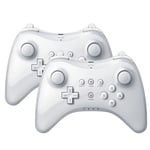 2pcs Manette U Pro Controller Bluetooth Sans Fil Contrôleur Gamepad Pour Nintendo Wii U - Blanc