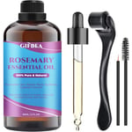 Organic Rosemary Oil for Hair Growth,100% Pure Undiluted Rosemary Essential Oil w/Hair Roller for Scalp & Skin Care,Non-Greesy Hair Growth Oil Serum Hair Loss Treatment for Women Men Eyebrow Eyelash