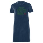 Home Alone Ya Filthy Animal Women's T-Shirt Dress - Navy Acid Wash - XXL - Navy Acid Wash