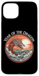 Coque pour iPhone 15 Plus Année du Dragon #17 Sea Dragon Coucher de Soleil Vagues Rétro