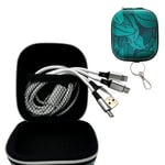 [Pack] Câble Multi USB 3 en 1 + Mini étui de Voyage avec Design et Porte-clés - Pack Multi câble Universel USB vers USB C/Lightning/Micro USB avec Jolie Housse de Protection pour Organiser et