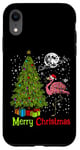 Coque pour iPhone XR Arbre de Noël Pink Flamingo Chapeau de Père Noël Funny Xmas