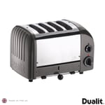 Dualit 4 Slot Classic Toaster with Sandwich Cage, Metallic Charcoal 40593