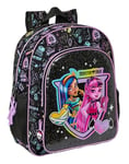 Safta Monster High - Sac à dos scolaire pour enfant, adaptable au chariot, idéal pour les enfants d'âge scolaire, confortable et polyvalent, qualité et résistance, 32 x 12 x 38 cm, couleur noire, Noir