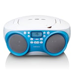 MINI CHAINE HIFI RADIO FM PORTABLE/LECTEUR CD/MP3 ET USB BLEU blanc