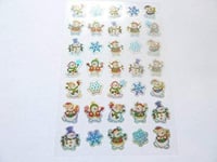 Minilabel Pack of Small Xmas Snowman Snowflake Stickers - Kids/Childrens Snowmen Christmas Labels for party bags, scrap books, card making or notebook decoration, stocking filler