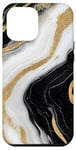 iPhone 14 Pro Max Elegant White Abstract Black Stone Design Case