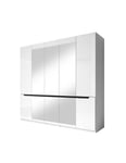 Armoire design 5 portes et 3 miroirs couleur blanche finitions glossy - LUCIA