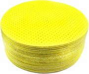 Lot de 15 disques abrasifs auto-adhésifs - 225 mm - Jaune - Grain : 100 - Pour cloisons sèches, girafes - Ponceuse murale - Ponceuse de plafond