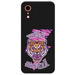 Coque noire Iphone XR tigre wild rose personnalisee