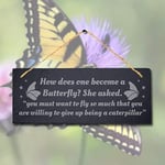 Stukk Advice Garden Bees The Heaven Kisses Symbol of Transformation Laser Hanging Sign (One Become Butterfly), Natural Engraved Slate Stone Plaque, 30x12cm (Large)