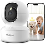 BoyKeep Indoor Security Camera, 2K 3MP Pet Camera, 360°WiFi Cameras with Dog for