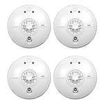 4 x FireAngel HW1-PF-T Mains Powered Heat Alarm with 9V Back-Up Battery