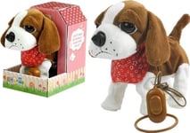 Interactive White And Brown Dog On A Leash + Kennel