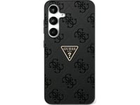 Fodral Guess Hot Stamp 4G Mönster Triangel Metall Logo Samsung Galaxy S25 Svart