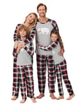 Ekouaer Pyjama Noël Tenue Identique Parent Enfant Vetement Famille Assorti Bebe Papa Maman Noel Ensemble Pantalon et Haut Top Manche Longue Col Rond Xmas Costume de Nuit Sleepwear