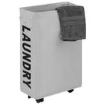 22''Laundry Basket Rolling Slim On Wheels Foldable Washing Bin Hamper Light Grey