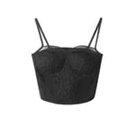 Sexig spets Camisole Blommig Strap Topp SVART black