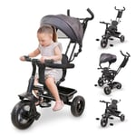 Mobiclinic®, Tricycle Bébé Évolutif, 3 en 1, Lulu, de 18 Mois à 5 années, Vélo pour Bébé, Siège Pivotant 360º, Guidon et Capote Réglables, Harnais de Sécurité, Panier et Klaxon