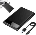 Boîtier de Disque Dur 2,5"",Boitier Disque Dur,Boitier Disque Dur Externe,Boîtier pour Disque Dur 5 Gbps,Boitier Externe Disque pour SATA,Boitier SSD Accélération UASP avec Câble USB C 3.1(Q384)