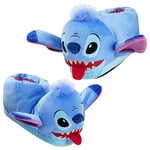 Disney Chaussons Enfant Fantaisie Pantoufle Chaude Peluche Chausson Rigolo Mixte Idée Cadeau Stitch Baby Yoda (Bleu Stitch, 30-31)