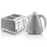 Swan Retro Grey  1.5L 3KW Kettle & 4 Slice Toaster Set ST19020GRN/SK19020GRN